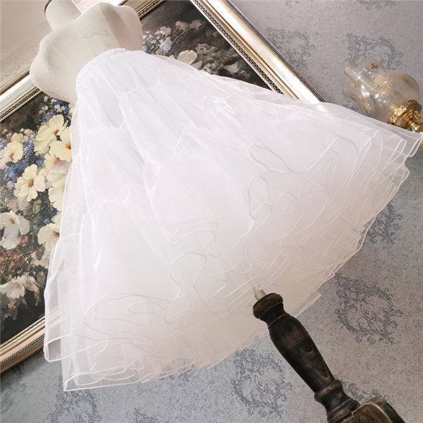 パニエレディーススカートロリータワイヤー無しゴスロリソフトチュールボリュームアップホワイトミディ丈チュールスカート - 画像 (4)