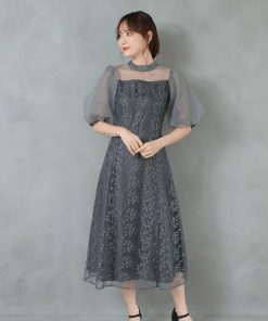 PLIQUA パーティードレス 結婚式 20代 30代 40代 お呼ばれドレス 成人式 ドレス 謝恩会 お呼ばれコーデ 袖あり 友人結婚式 おしゃれドレス 膝下 3-5138