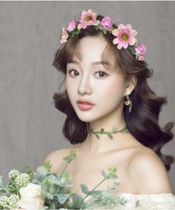 plusnao ヘッドコサージュ 花冠 花かんむり ヘッドドレス 髪飾り レディース 女性 ヘアアクセサリー フラワーティアラ ブライダル ウエディング かわいい お