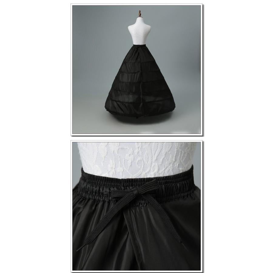 ウェディングドレス用 現代劇演出服用 6段ワイヤー パニエ ドレス用 大人用 ワイヤー入り ロング丈 シンプル ブラック - 画像 (3)
