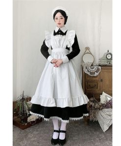【大特価】メイド服 ロング コスプレ衣装 長袖 エプロン クラシカル ロイヤルメイド レディース 大人用 イギリス風 魔女 クラシカルロング ワンピースロイヤル