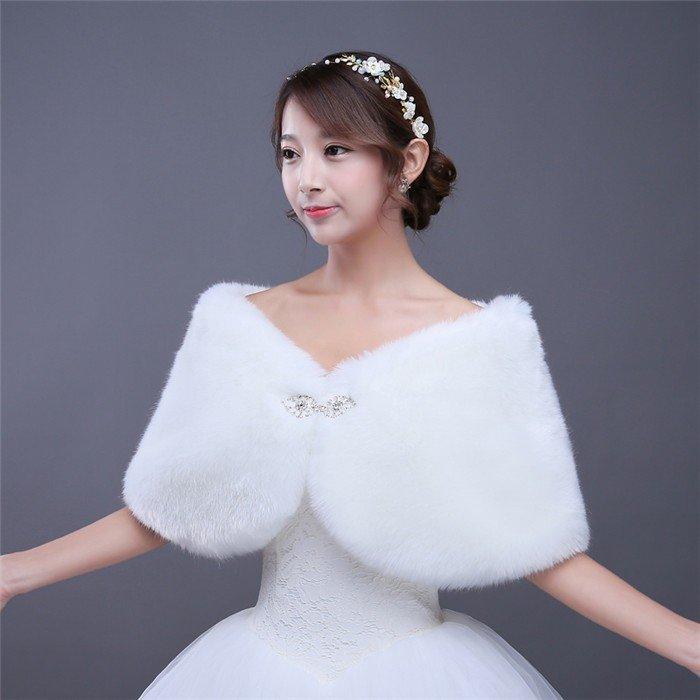 ファーショール 結婚式 ボレロ ウェディング レディース ファー パーティー ショール ドレス 成人式 着物 大判 ストール ファーケープ 厚手 フェイクファー - 画像 (2)