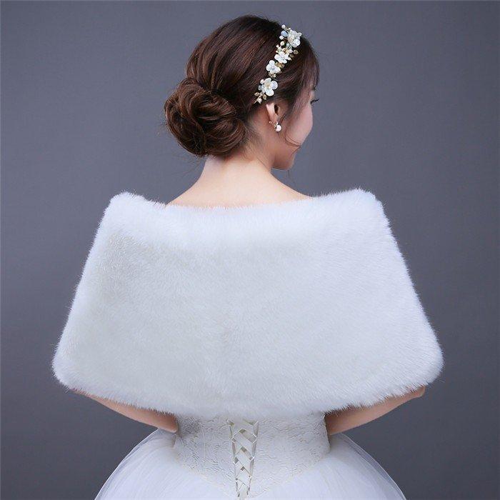 ファーショール 結婚式 ボレロ ウェディング レディース ファー パーティー ショール ドレス 成人式 着物 大判 ストール ファーケープ 厚手 フェイクファー - 画像 (3)