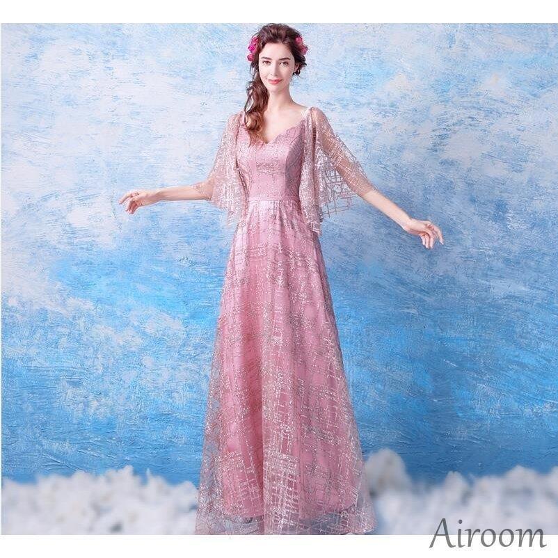 ウェディングドレス エンパイア 二次会ドレス 花嫁ドレス 大きいサイズ パーティー ロングドレス 演奏会 イブニングドレス カラードレス 成人式 - 画像 (4)