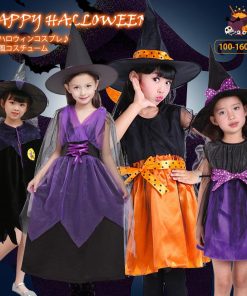 キッズ 魔女 ハロウィン キッズ服 子供 変装 巫女 チュール ワンピース 帽子付き コスプレ 女の子 仮装 可愛い 魔術師 コスチューム