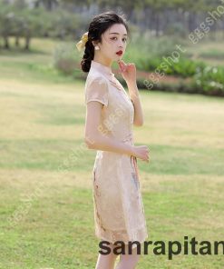 ワンピース レディース ロング 花柄 レース チャイナドレス 大きいサイズ 半袖 チャイナ風 マキシワンピース 夏 カジュアル タイトワンピース 体型カバー