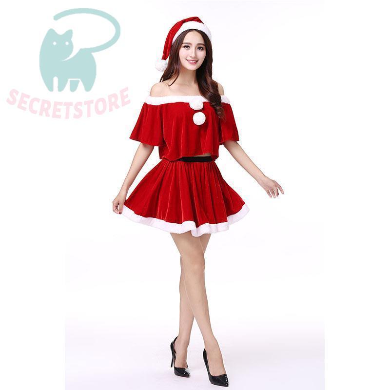 クリスマス衣装 レディース サンタクロース ワンピース+帽子 3点セット サンタ服装 演出服 コスチューム大人 可愛い 大きいサイズキャラクターフルセット - 画像 (2)