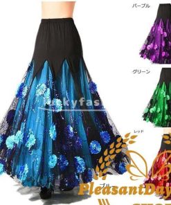 社交ダンススカート(単品) ダンス 衣装 ステージ M~3XL 練習着 豪華モダンなスカート 舞台 練習服 緑 赤 ブルー 紫