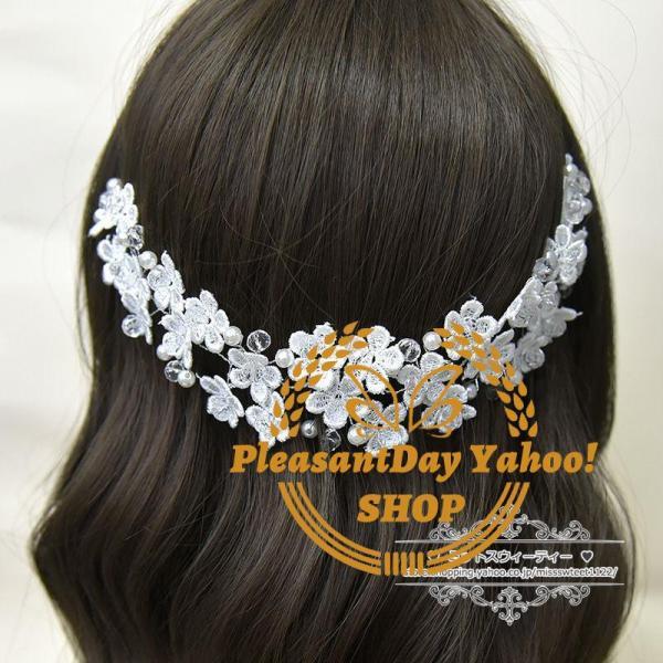 ウェディング ヘッドドレス ヘアバンド バックカチューシャ 結婚式 二次会 披露宴 花嫁 ブライダル 演奏会 ウエディング パーティー 発表会 前撮り 花 フラワー