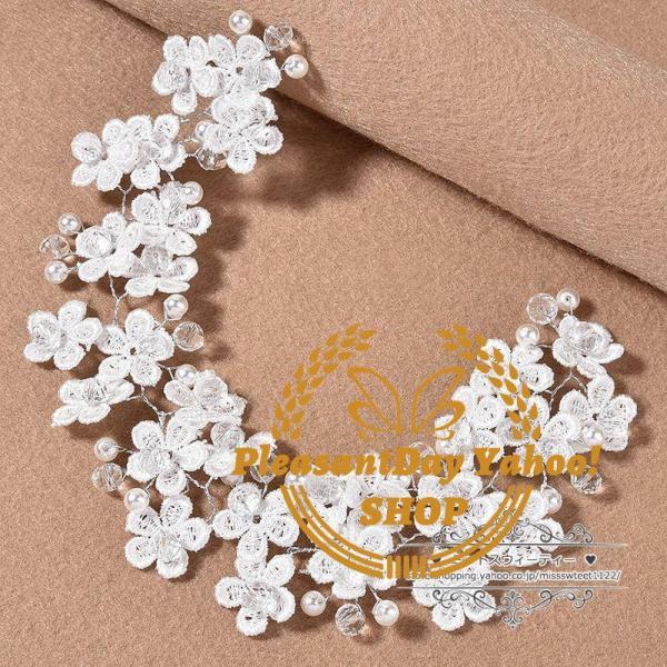 ウェディング ヘッドドレス ヘアバンド バックカチューシャ 結婚式 二次会 披露宴 花嫁 ブライダル 演奏会 ウエディング パーティー 発表会 前撮り 花 フラワー - 画像 (2)