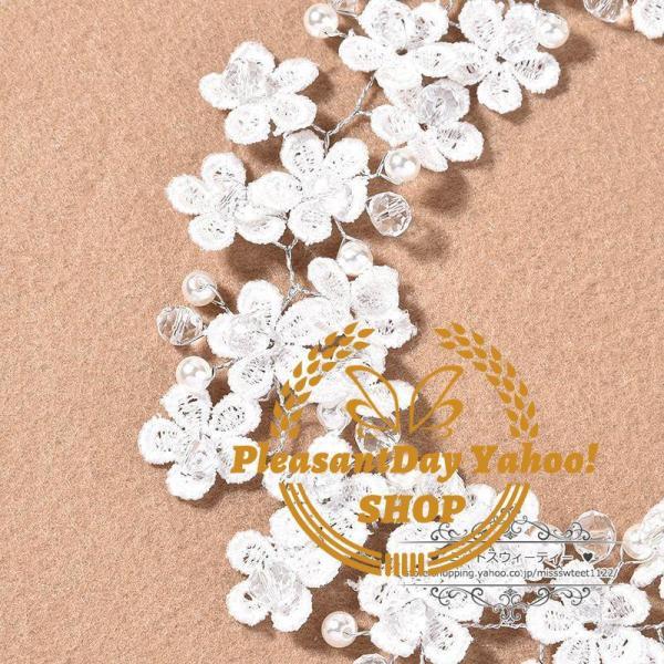 ウェディング ヘッドドレス ヘアバンド バックカチューシャ 結婚式 二次会 披露宴 花嫁 ブライダル 演奏会 ウエディング パーティー 発表会 前撮り 花 フラワー - 画像 (3)