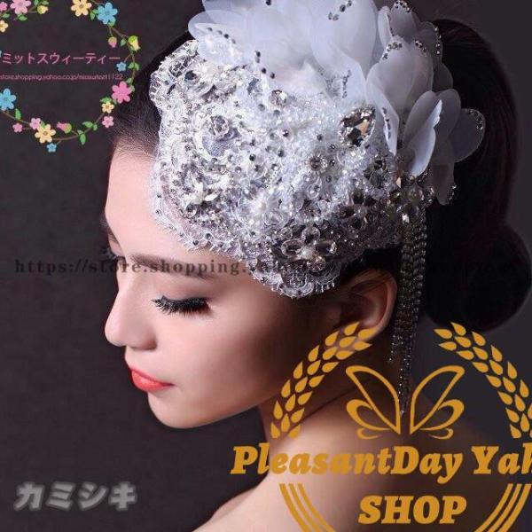ウェディングハット 花嫁 ブライダル 帽子 ヘアアクセサリー 二次会 ヘッドドレス 結婚式 パーティーハット 髪飾り ウエディングハット 女子会 ミニハット - 画像 (2)