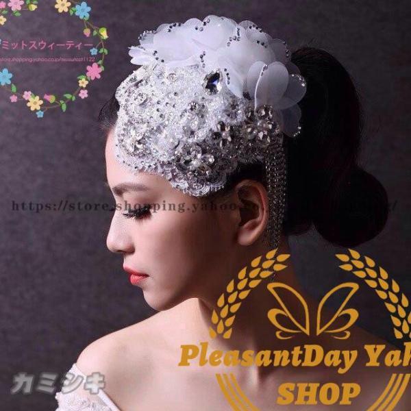 ウェディングハット 花嫁 ブライダル 帽子 ヘアアクセサリー 二次会 ヘッドドレス 結婚式 パーティーハット 髪飾り ウエディングハット 女子会 ミニハット - 画像 (3)