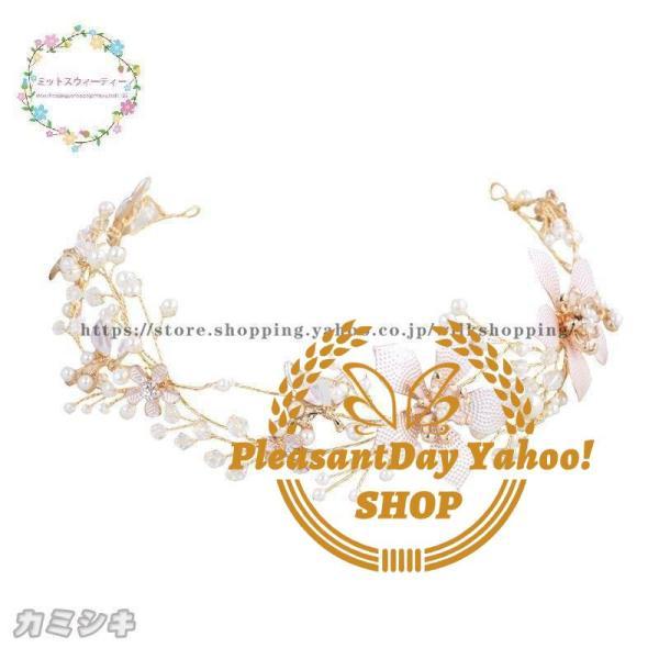 ウェディング ヘッドドレス 花 カチューシャ 演奏会髪飾り ヘアバンド ナチュラル ヘアアクセサリー 髪飾り 結婚式 ブライダル パーティーアクセサリー - 画像 (2)