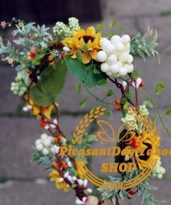 花冠 ウェディング 花かんむり リゾート 向日葵 大人 子供花冠 造花 ヘッドドレス 髪飾り 手作り 花嫁 二次会 結婚式 フェス 森ガール ボヘミア ひまわり