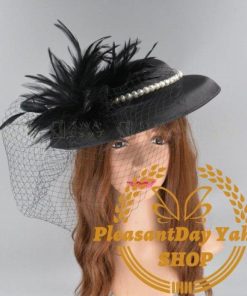 レディース帽子　ハット　ヘッドドレス　ウエディングヘッドドレス　ヘアアクセサリー　羽　結婚式　発表会　パーティーハット　披露宴　イベント　お洒落　光沢