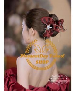ウエディングヘッドドレス ウェディング リボンヘアピン レッド チュール 花嫁小物 結婚式 披露宴 ブライダル 二次会 前撮り パーティー 演奏会 発表会 可愛い