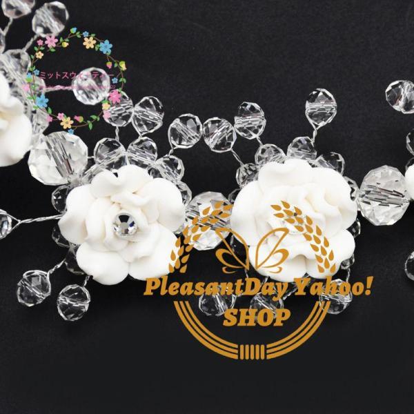 小枝 花アクセサリー ヘッドドレス 小枝ヘアバンド ヘッドピース パーティー ホワイト 二次会 ウェディング カチューム 結婚式 手作り キット ティアラ 花冠 - 画像 (2)