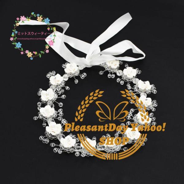 小枝 花アクセサリー ヘッドドレス 小枝ヘアバンド ヘッドピース パーティー ホワイト 二次会 ウェディング カチューム 結婚式 手作り キット ティアラ 花冠 - 画像 (3)