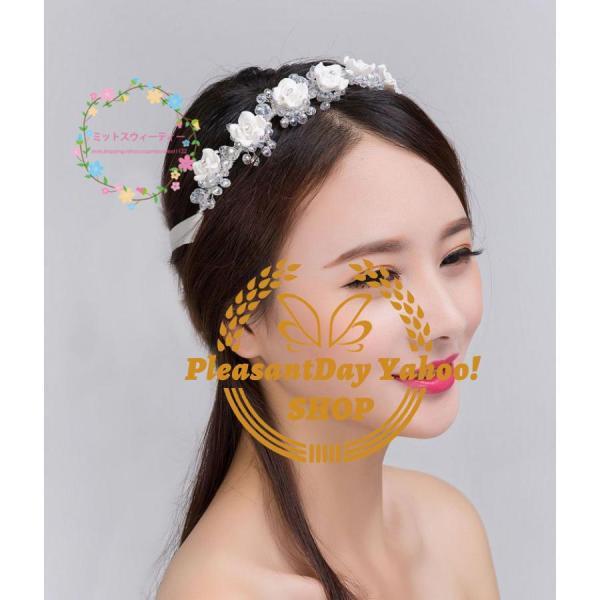 小枝 花アクセサリー ヘッドドレス 小枝ヘアバンド ヘッドピース パーティー ホワイト 二次会 ウェディング カチューム 結婚式 手作り キット ティアラ 花冠 - 画像 (4)