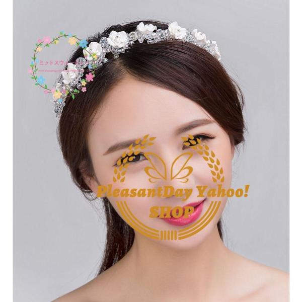 小枝 花アクセサリー ヘッドドレス 小枝ヘアバンド ヘッドピース パーティー ホワイト 二次会 ウェディング カチューム 結婚式 手作り キット ティアラ 花冠 - 画像 (5)