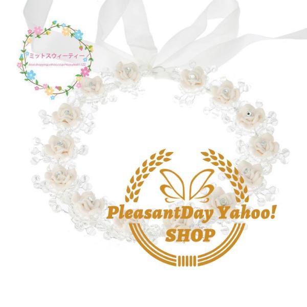 小枝 花アクセサリー ヘッドドレス 小枝ヘアバンド ヘッドピース パーティー ホワイト 二次会 ウェディング カチューム 結婚式 手作り キット ティアラ 花冠 - 画像 (6)