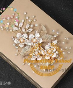 ヘッドドレス 髪飾り ヘアアクセサリー 花 パール 和装 着物 ウェディング ヘッドアクセサリー 振袖 結婚式 フォーマル ブライダル お呼ばれ ゴールド 髪留め