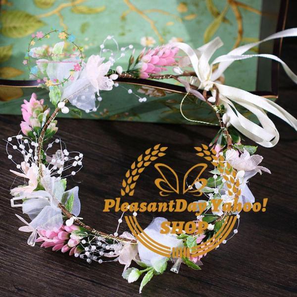花かんむり 安い ウェディング 大人花冠 花輪 リゾート ヘッドドレス ティアラ 造花 髪飾り 旅行 花嫁 二次会 結婚式 フェス 森ガール ボヘミア 手作り 可愛い - 画像 (2)
