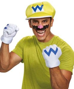 【並行輸入品】ハロウィン コスプレ ワリオ スーパーマリオ 仮装 グッズ 大人用 帽子 手袋 粘着式の口ひげ セット 98842