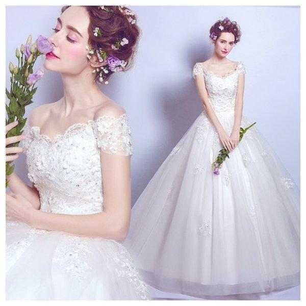 ウエディングドレス 二次会 花嫁ドレス ロングドレス 結婚式 - 画像 (4)