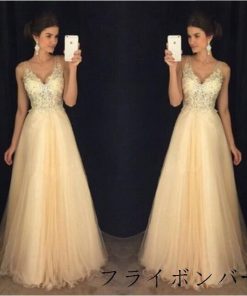 カラードレスパーティドレスウェディングドレスロング花嫁披露宴二次会発表会結婚式演奏会安い