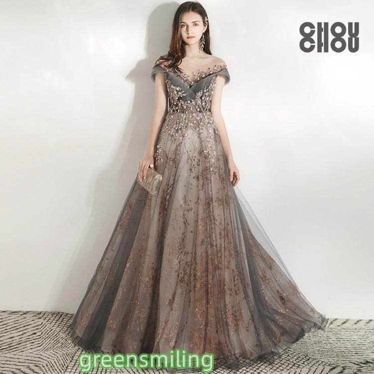 ロングドレス 演奏 パーティードレス 結婚式 ドレス ステージドレス 大人 ピアノ 発表コーラス 合唱衣装 マキシ丈 - 画像 (5)