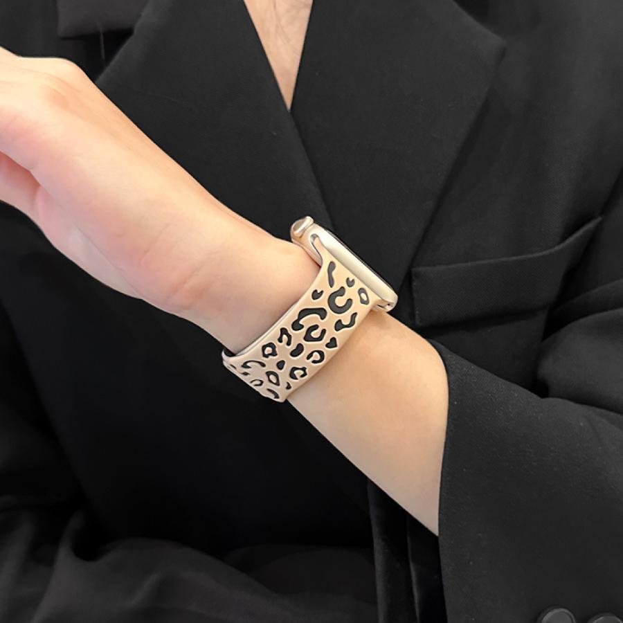 Apple Watch アップルウォッチ バンド シリコン ベルト apple watch 40mm 41mm 42mm ヒョウ柄 シリーズ10 se - 画像 (2)