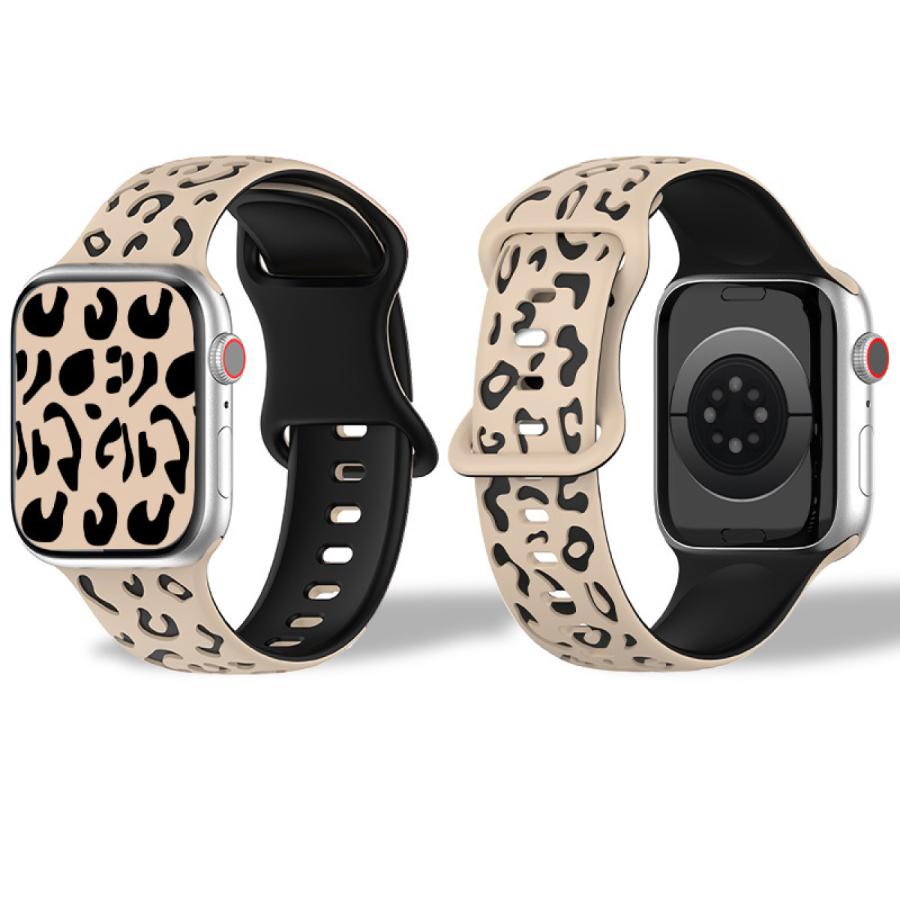 Apple Watch アップルウォッチ バンド シリコン ベルト apple watch 40mm 41mm 42mm ヒョウ柄 シリーズ10 se - 画像 (7)