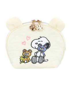 PEANUTS スヌーピー 刺繍ラウンドポーチ ピーナッツ コスメポーチ キャラクター パステル