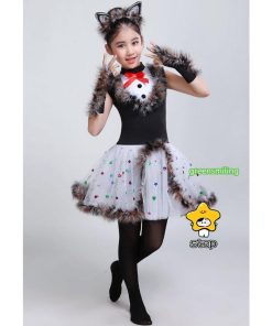 子供ダンス衣装 猫ちゃん コスチューム 女の子 チュチュワンピース 男の子ショーツセット 着ぐるみ にゃんにゃん 可愛い コスプレ衣装 耳カチューシ