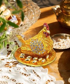 鶏孵化卵ジュエリーボックス合金ジュエリーオーガナイザーデスクトップ装飾用ゴールド