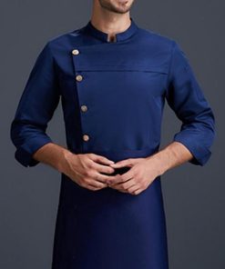 男性女性シェフ コート ジャケット調理制服ウェイター アパレル レストラン XXL ブルー
