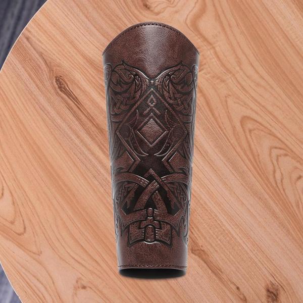 中世のブレスレット 大人用 PUレザー ガントレット リストバンド コスプレアクセサリー コーヒー色 1個