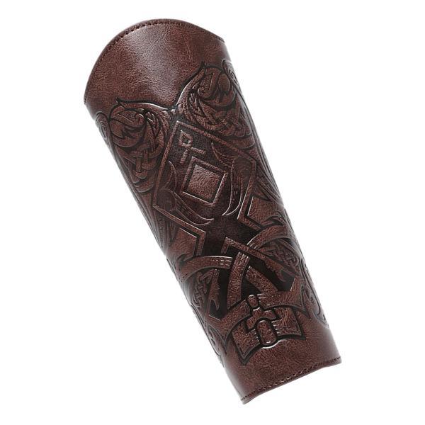 中世のブレスレット 大人用 PUレザー ガントレット リストバンド コスプレアクセサリー コーヒー色 1個 - 画像 (7)