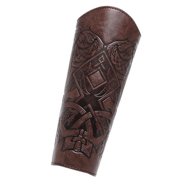 中世のブレスレット 大人用 PUレザー ガントレット リストバンド コスプレアクセサリー コーヒー色 1個 - 画像 (9)