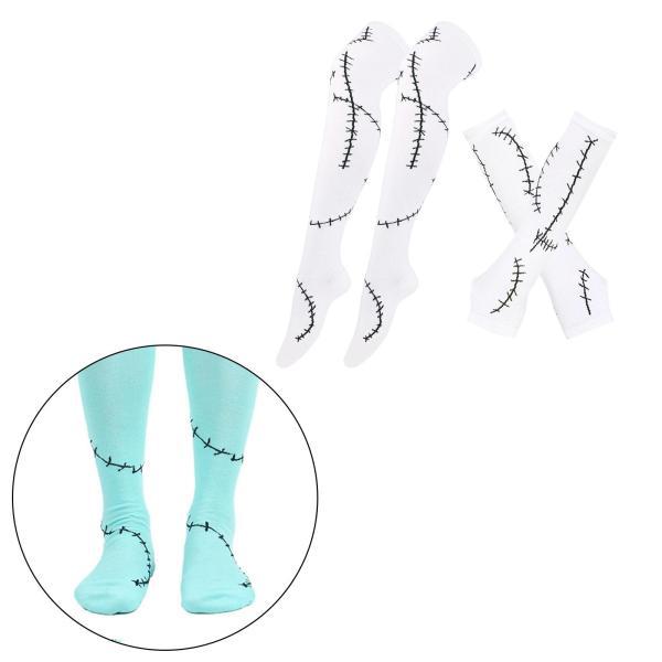 ハロウィンコスチュームステッチアームスリーブとロングソックス多目的スタイルC