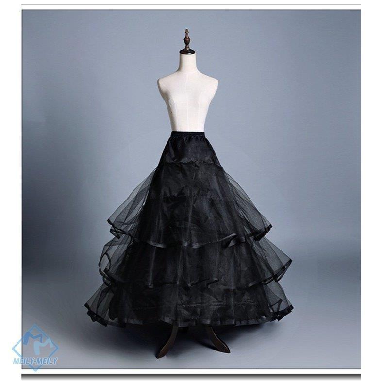 パニエ ボリューム 黒 ワイヤー トレーン パニエ ウエディングドレス 安い ロング コスチューム ワイヤーあり チュール 3層チュール - 画像 (3)