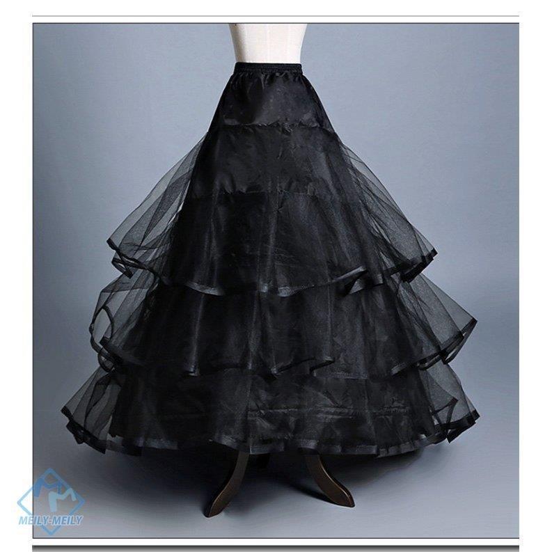 パニエ ボリューム 黒 ワイヤー トレーン パニエ ウエディングドレス 安い ロング コスチューム ワイヤーあり チュール 3層チュール - 画像 (4)