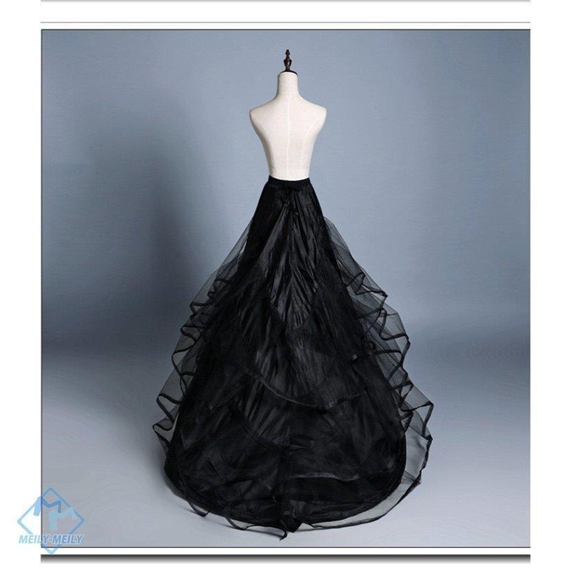 パニエ ボリューム 黒 ワイヤー トレーン パニエ ウエディングドレス 安い ロング コスチューム ワイヤーあり チュール 3層チュール - 画像 (5)