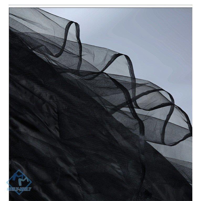 パニエ ボリューム 黒 ワイヤー トレーン パニエ ウエディングドレス 安い ロング コスチューム ワイヤーあり チュール 3層チュール - 画像 (8)