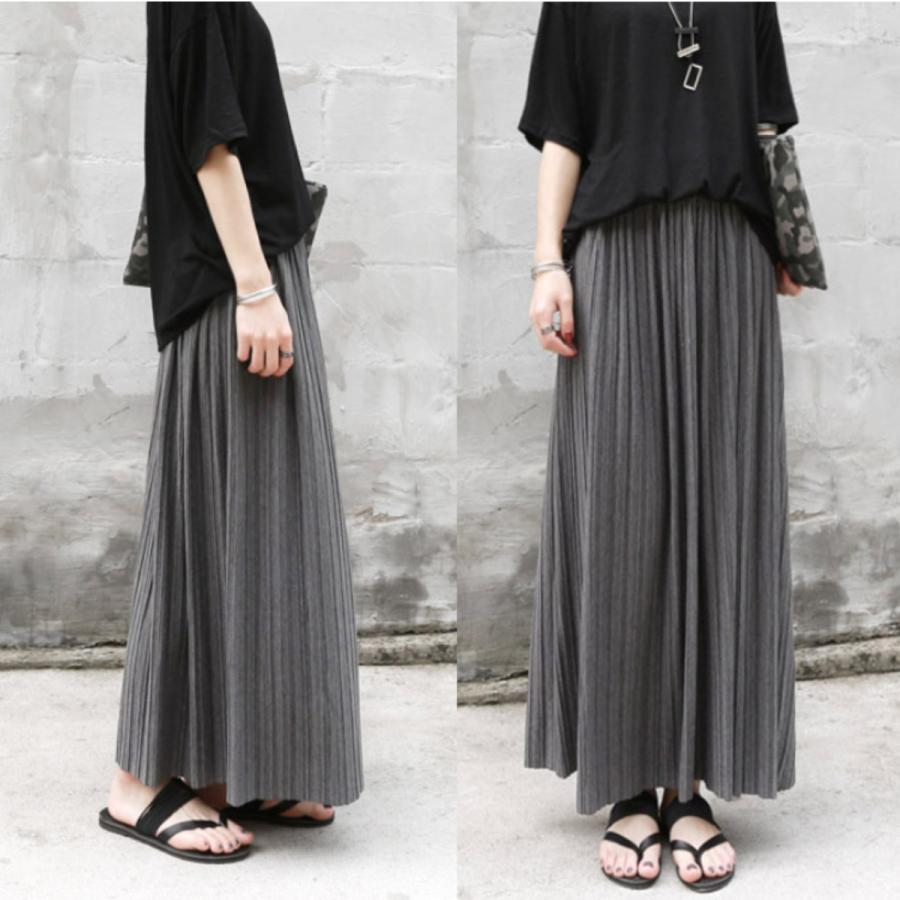 プリーツスカート ロング スカート 夏 春 秋 冬 コーデ iライン ウエストゴム 大人 オフィス かわいい おしゃれ 細見え タイト 長め 10代 20代 30代 40代 - 画像 (8)