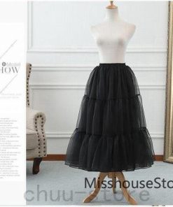 パニエドレス用白黒ワイヤーなしチュールインナーロング用ペチコートロング丈ミドル丈ブライダルステージ衣装ステージホワイト