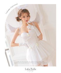 ハロウィン 天使 コスプレ かわいい 羽付きフレアスカートホワイトガーリーエンジェル 5点セット