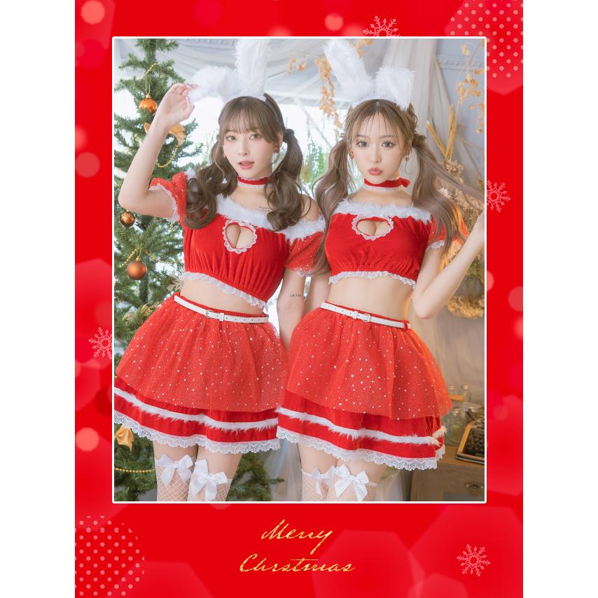 Tika サンタ コスプレ 衣装 バニーガール コス うさ耳 赤 セクシー かわいい エロ サンタコス 人気 キャバドレス